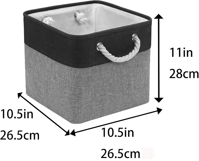 Cube Storage Bins, Collapsible Fabric Cube Storage Bin, 11 Inch Cube Storage Bins with Handles, Foldable Storage Cubes (Black/Gray, 6Pack) - Image 5