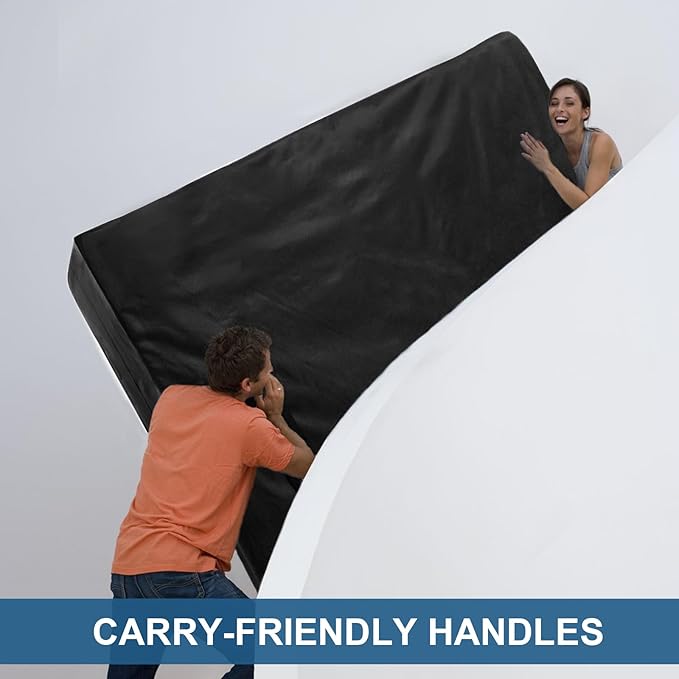 Mattress Bags for Moving Twin 2 Pack, Mattress Storage Bag Waterproof with Strong Handles & Double Zippers, Reusable Mattress Protector, Black