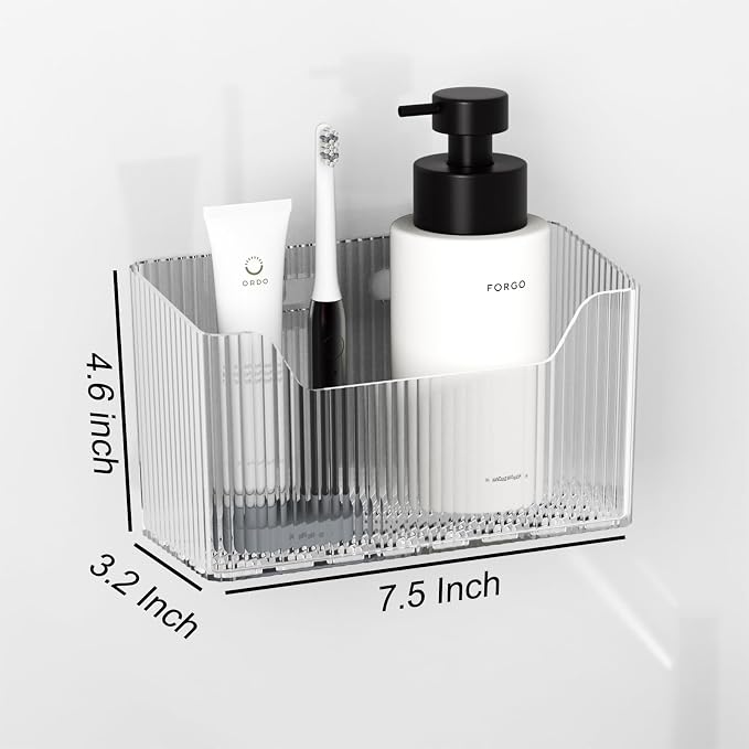 2 Pack Cabinet Door Organizer, Inside Cabinet Door Storage, Shower Caddy Stackable Clear Plastic Makeup Organizer Adhesive Hanging Bin for Kitchen Cabinets, Bathroom, Pantry, Office - Image 2