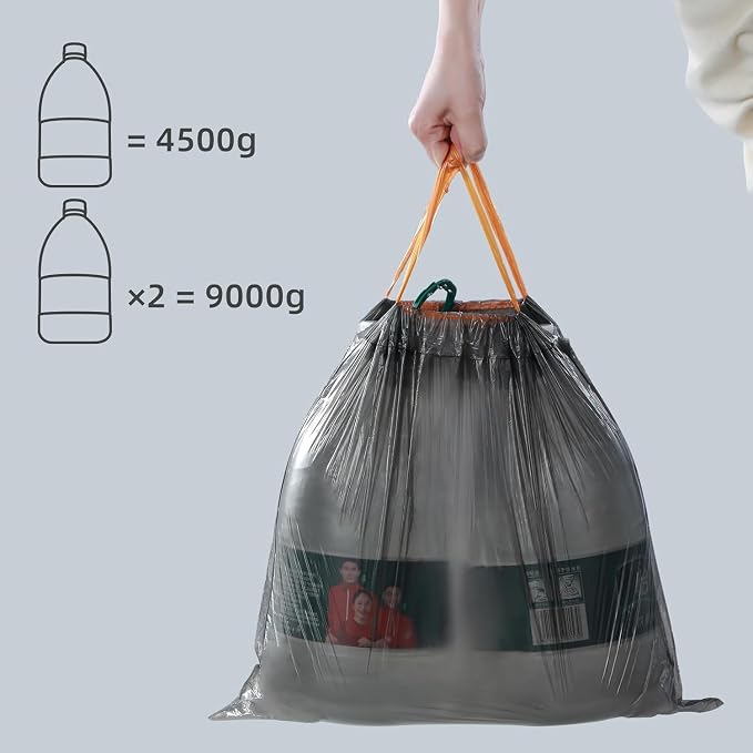 MOPALL Small Trash Bags with Drawstring, 2.6-4 Gallon Bathroom Garbage Bags, 15 Liter Black Waste Basket Liners for Bedroom, Office, Pet & Diaper Pail, Strong & Leak Proof (75 Count, 17.7" x 19.7") - Image 5
