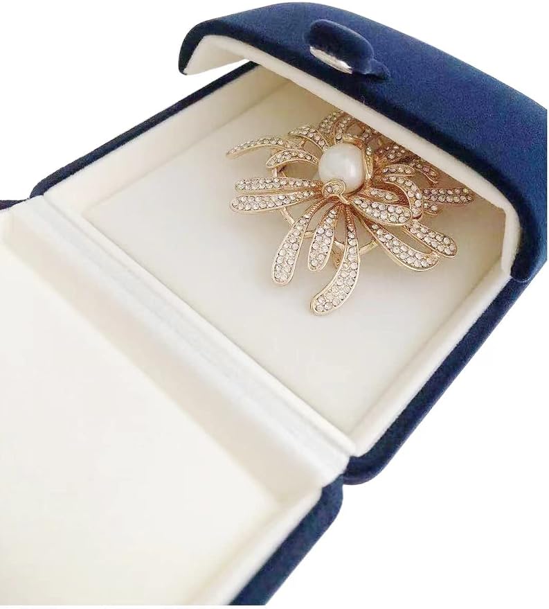 Navy Blue High End Luxurious Velvet Jewelry Box for Brooch Honorary Pin Badge Box Special Presentation Premium Grade Unique Design (Jewelry is not included) - Image 4