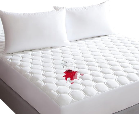 King Size Mattress Protector Waterproof, Incontinence Bed Pads Washable Waterproof Bed Cover Cooling Hypoallergenic Mattress Cover, Soft Breathable Quilted Mattress Pad with Deep Pockets to 21 inches