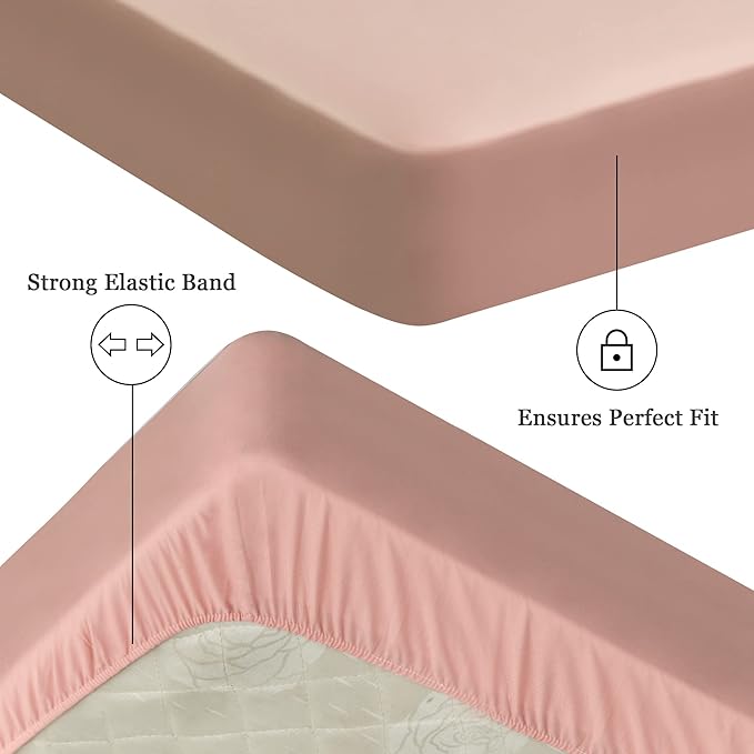 Sufdari Cal King Mattress Protector,Waterproof Mattress Protector,Fitted Sheet Style Mattress Cover with 18" Deep Pocket,Washable and Comfortable-Light Pink,California King