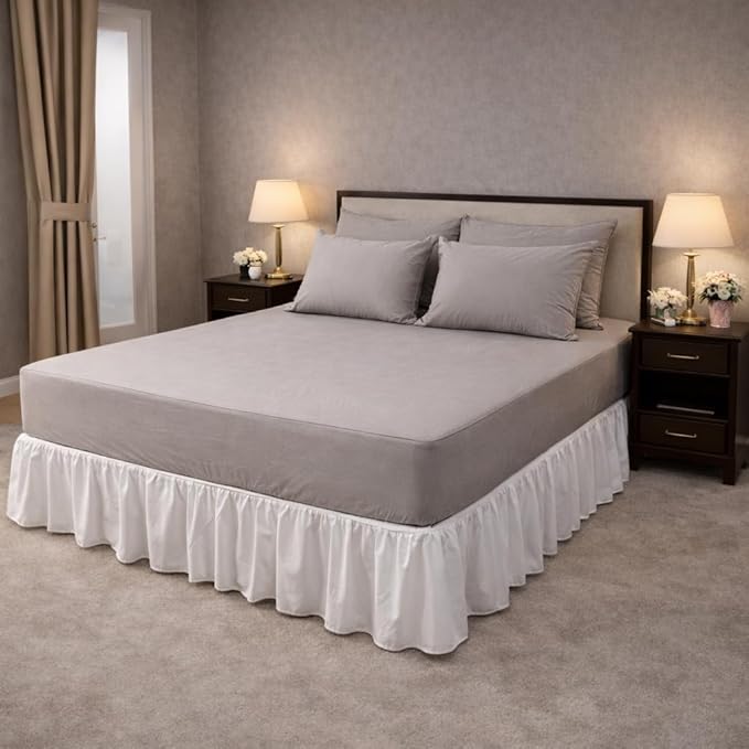 100% Cotton Single Layer Mattress Cover King Size, Elastic Mattress Cover, Stretches Up to 16 Inches Deep, Cozy, Absorbent, Easy to Replace, Machine Washable (6 Colors) (Ivory, Queen)