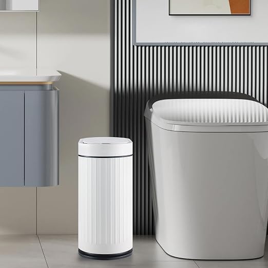 SYNCVIBE Bathroom Sensor Trash Can with Lid Automatic 2 Gallon Smart Garbage Can Bathroom Decor, 7.5 Liter Small Trash Bin, Motion Sensor Waterproof Wastebasket for Office, Bedroom, White Black - Image 7
