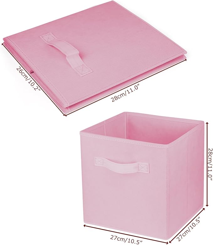 2 Pcs Storage Cubes, 10.5 Inch Collapsible Storage Bins, Fabric Foldable Bins for Organization, Durable Storage Bins for Closet, Shelves, Offices (Pink) - Image 2