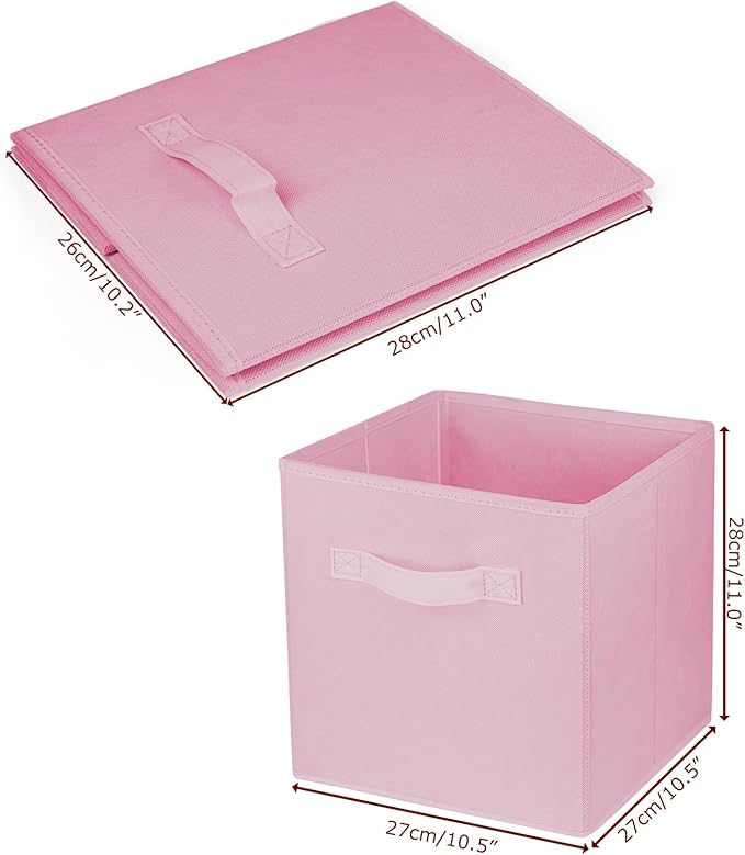3 Pcs Storage Cubes, 10.5 Inch Collapsible Storage Bins, Fabric Foldable Bins for Organization, Durable Storage Bins for Closet, Shelves, Offices (Pink) - Image 3