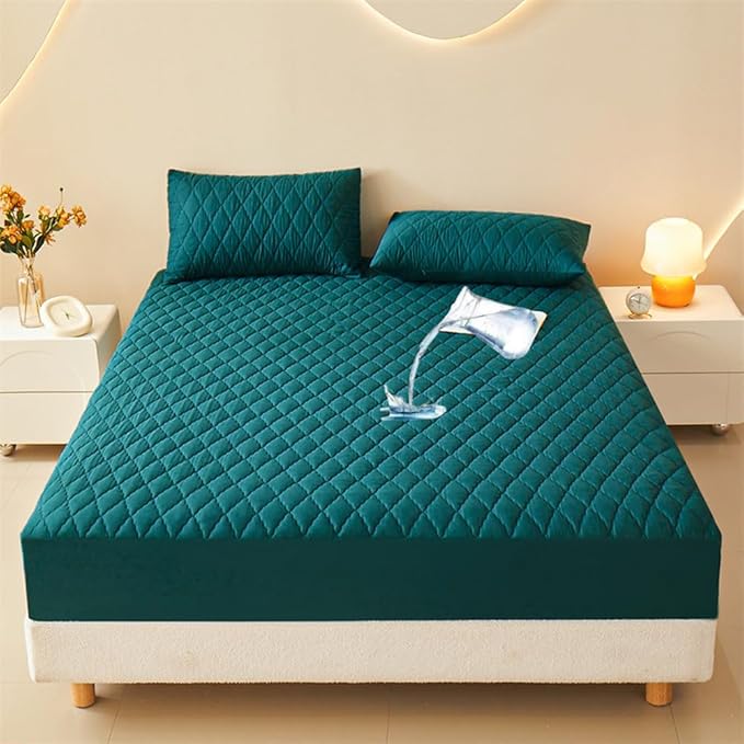 Waterproof Mattress Protector Comfort Bedding,Noiseless King/Queen/Full/Twin Size Mattress Pad Quilted Mattress Cover with Deep Pocket Fitted Up to 11" (Green,Full)