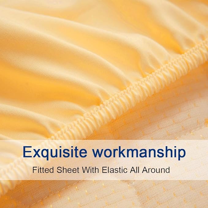SONORO KATE Bed Sheet Set Super Soft Microfiber 1800 Thread Count Luxury Egyptian Sheets 16-Inch Deep Pocket，Wrinkle and Hypoallergenic-4 Piece (Yellow, Full)