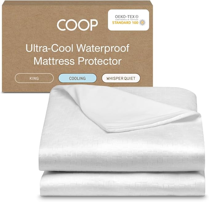 Coop Home Goods Ultra-Cool Waterproof Mattress Protector, King, Cooling Mattress Protector, Machine Washable Cooling Bed Cover, Whisper Quiet Waterproof Bed Cover, King (78x80)