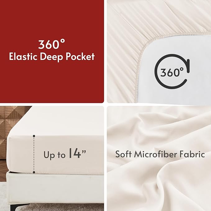 MUXHOMO 7 Pieces Queen Comforter Set, Reversible Bed in a Bag Queen Size, All Season Bedding Set with Comforter, Flat Sheet, Fitted Sheet, Pillowcases & Shams, Peacock Blue & Ivory