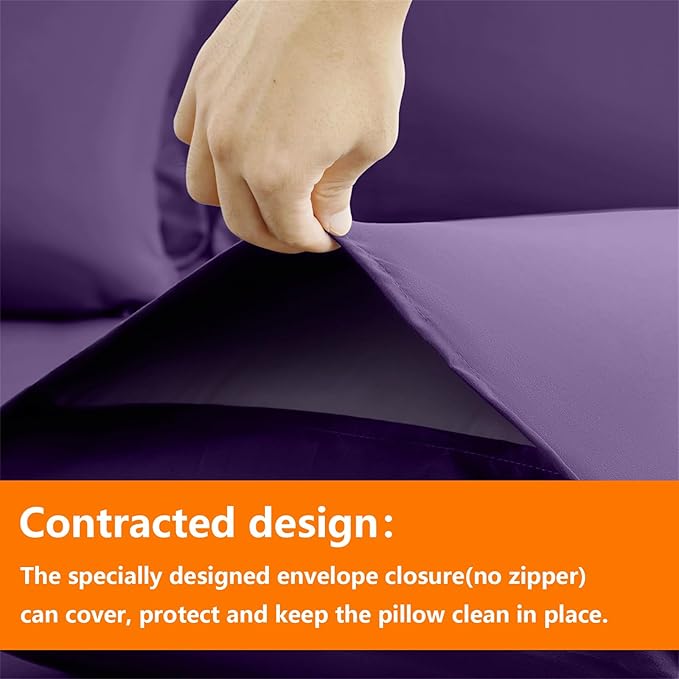 TAIMIT Purple Queen Size Comforter Set - 7 Pieces, Bed in a Bag Bedding Sets with All Season Soft Quilted Warm Fluffy Reversible Comforter,Flat Sheet,Fitted Sheet,2 Pillow Shams,2 Pillowcases