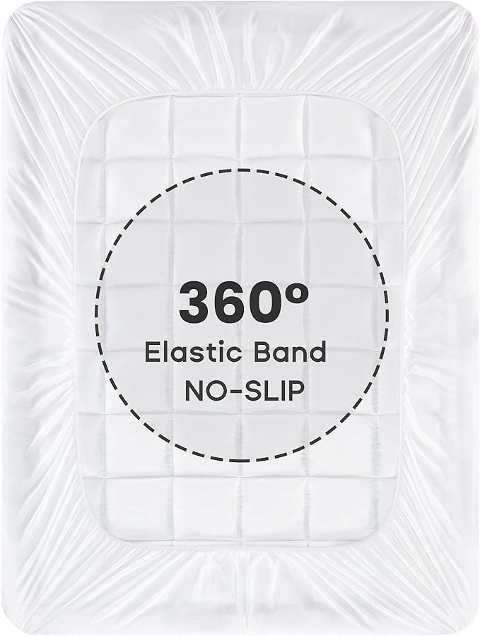 Sonive King Mattress Protector, Mattress Topper up to 21 Inches Deep Pocket, Soft Mattress Pad Microfiber Fitted Mattress Breathable Mattress Cover Machine Washable White
