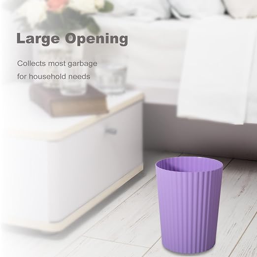 JiatuA Small Trash Can Plastic Wastebasket Round Garbage Container Bin for Bathroom, Kitchen, Bedroom, Home Office, College Dorm, Taro Purple - Image 3