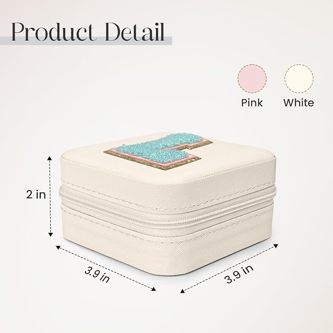 SANDJEST Personalized Jewelry Box, White Travel Jewelry Box with Initial L, Small Monogrammed Jewelry Case Organizer for Girls Women Teen Kids, Mini Travel Essentials Gifts for Birthday Christmas - Image 2