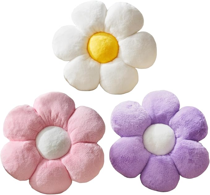 Flower Pillow,Daisy decorativeThrow Pillow 15.7In Cute Flower Cushion Home Decor for Sofa Couch Bed Reading Tent.