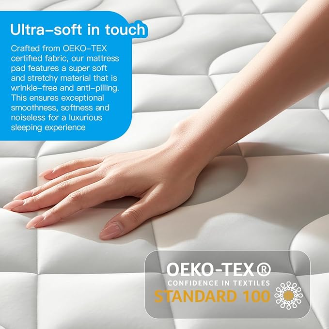 Cooling Mattress Topper King Size - Pillow Top Mattress Pad for Hot Sleepers - Breathable Ultra Soft Mattresses Protector with 8-21 Inch Deep Pocket (78x80 inch, Pearl White)