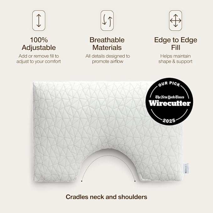 Coop Home Goods Original Cut-Out Adjustable Pillow, King Size Bed Pillows for Neck & Head Support, Memory Foam Pillows - Medium Firm for Side Sleeper, CertiPUR-US/GREENGUARD Gold