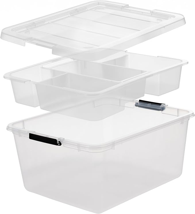 IRIS USA 6-Pack Clip Box with Latching Lids, 18 Quart Craft Storage Bins, Art & Writing Supply Containers for Home, Office & Classroom Organization - Image 6