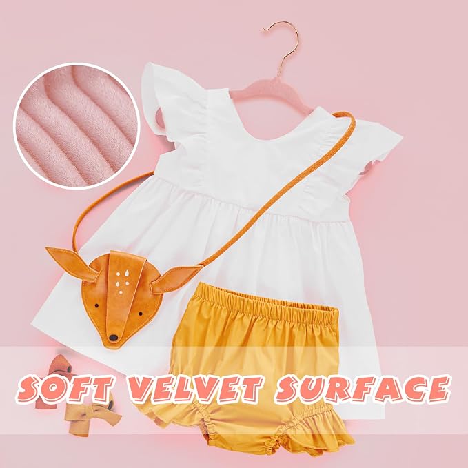 ManGotree Baby Velvet Hangers with 360° Swivel Rose Gold Hook, 11" Non-Slip Toddler Hanger, Ultra Thin Space Saving Infant Hangers for Kids Clothes, 15 Pack (Light Pink) - Image 4