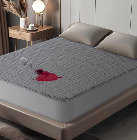 100% Waterproof Mattress Protector with High Resistance to Liquid, Breathable 3D Air Cal King Mattress Protector, Ultra Soft Cooling Mattress Cover Hypoallergenic Quiet Bed Cover Fits 6"-21"(Gray)