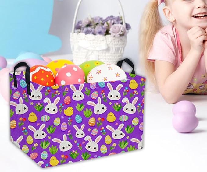 Easter Basket for Kids Gift Baskets Empty Baby Easter Basket for Boys and Girls Rectangular Toy Storage Bins Organizer Bin Box Cute room Decor for Home - Image 5
