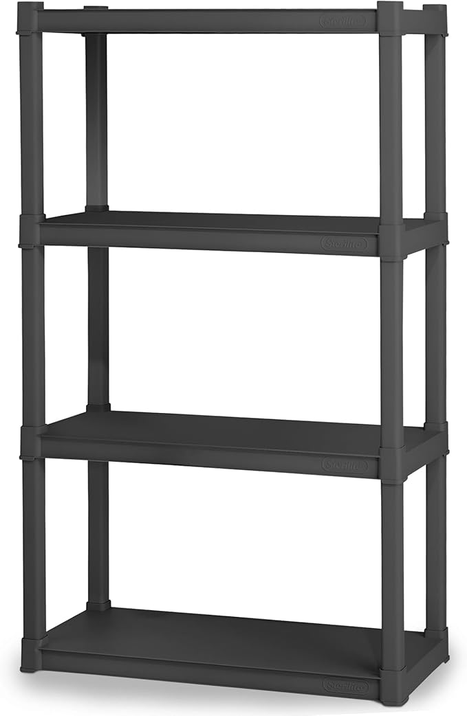 Sterilite 4 Shelf Unit, Heavy-Duty Shelving Storage and Utility Rack - Standing Plastic Organizer Shelves for Kitchen, Bathroom, and Garage by Sterilite