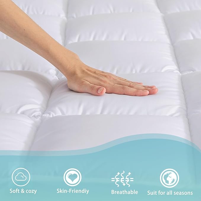 WhatsBedding Twin Size Dual Layer 4 Inch Memory Foam Mattress Topper,2 Inch Gel Memory Foam and 2 Inch Pillow Top Mattress Pad Cover2