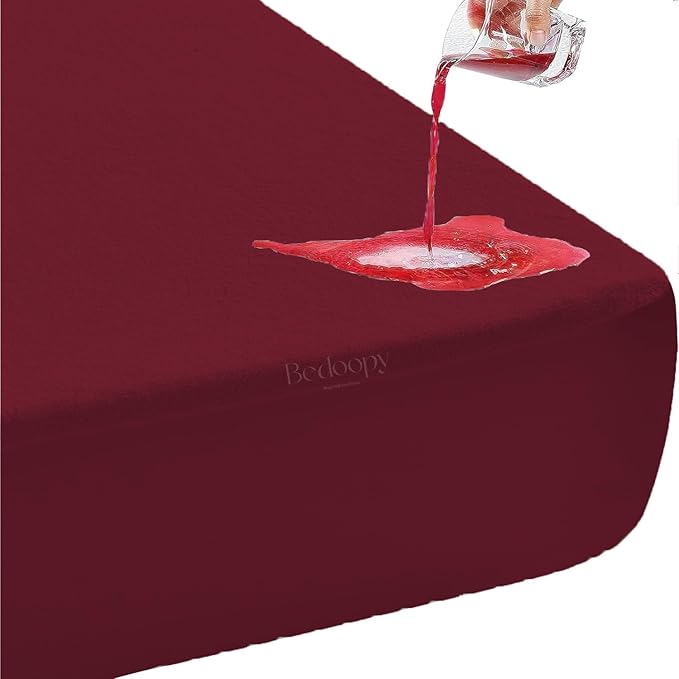 24X72 Cot Bed Waterproof Mattress Protector Pad Cover RV Bunk & Truck Sleeper Soft Terry Cotton Burgundy Luxury RV Mattress Protector 8" Inch Deep Pocket Easy Care