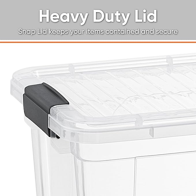 Superio Clear Storage Boxes with Lids, 49 Quart Plastic Container Bins for Organizing, Stackable Crates, BPA Free, Non Toxic, Odor Free, Organizers for Home, Office and Dorm, 3 Pack