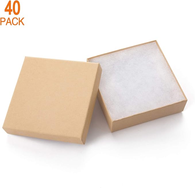GEFTOL Jewelry Gift Boxes 40 Pack 3.5x3.5x1 Inch Cardboard Jewelry Boxes,Small Gift Boxes for Jewelry Earrings Necklaces Handmade Bangles Bracelets(Brown) - Image 2