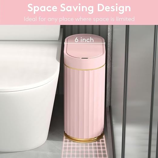 ELPHECO Sensor Trash Can 2 Gallon Waterproof Motion Sensor Trash Can, Automatic Bathroom Trash Bin, Slim Garbage Can for Dorm Room, Pink Gold - Image 6