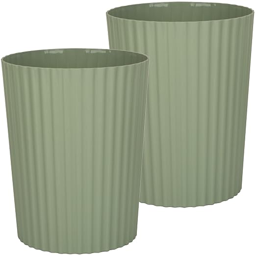 JiatuA Small Trash Can Plastic Wastebasket Round Garbage Container Bin for Bathroom, Kitchen, Bedroom, Home Office, College Dorm, Green 2 Pack by JiatuA