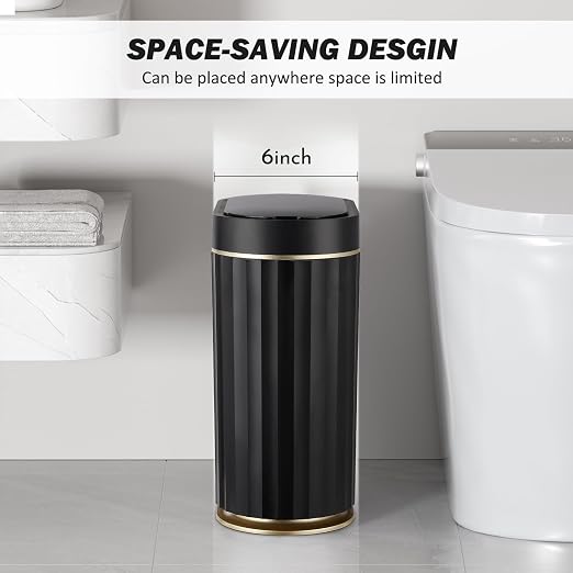 ELPHECO Black Bathroom Trash Can with Lid 2 Gallon Sensor Trash Bin, Automatic Narrow Garbage Can, Waterproof Smart Trash Can, Slim Motion Sensor Waste Bins for Bathroom, Living Room, Office - Image 5