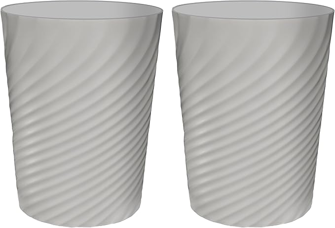 DAJITRE 1.8 Gallon Small Trash Can Wastebasket Recycling Bin Slim Profile for Compact Spaces Bathroom, Office, Bedroom, Kitchen (1.8 Gallon-2pack, Grey) () by DAJITRE