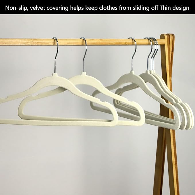 GoodtoU Kids Velvet Hangers Baby Hangers for Closet 20 Pack Non Slip Childrens Infant Hanger Beige - Image 5