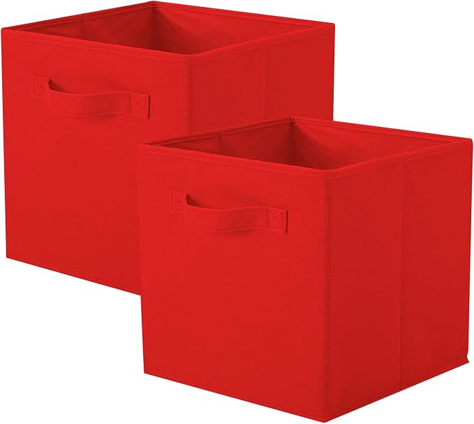 ShellKingdom Storage Bins, Foldable Fabric Storage Cubes and Cloth Storage Organizer Drawer for Closet and Toys Storage, 2 Pack (Red) by ShellKingdom