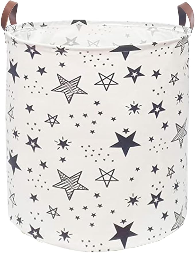 Waterproof Laundry Hamper Collapsible Laundry Basket Leather Handle Laundry Bag Large Clothes Storage Toy Organization for Bathroom Bedroom Laundryroom College Dorms (Caisanjiao-001) by %E2%80%8ETeLUVHome