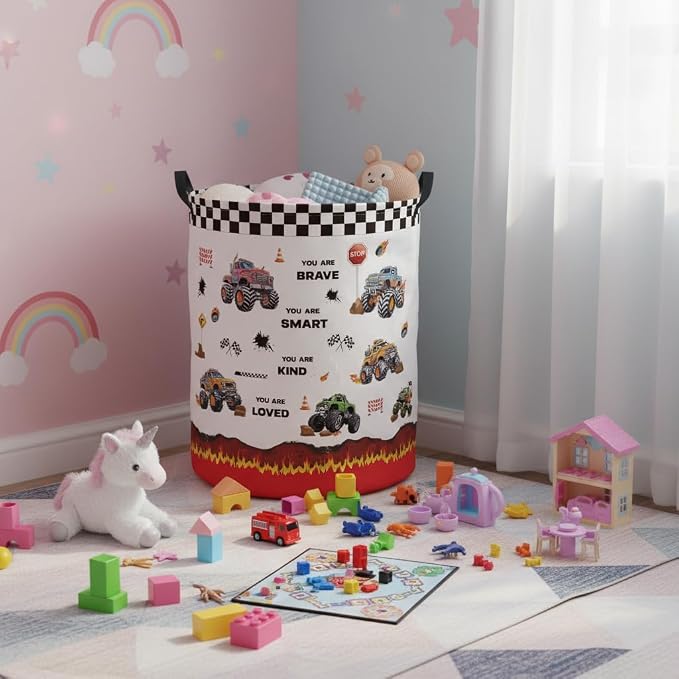 Baby Laundry Hamper kids laundry Basket Waterproof Laundry Bag for Bedroom Toy Clothes Organizer Room Décor(Truck) - Image 3