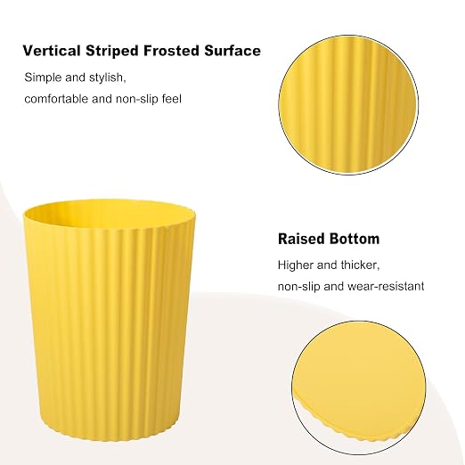 JiatuA Small Trash Can Plastic Wastebasket Round Garbage Container Bin for Bathroom, Kitchen, Bedroom, Home Office, College Dorm, Yellow - Image 3