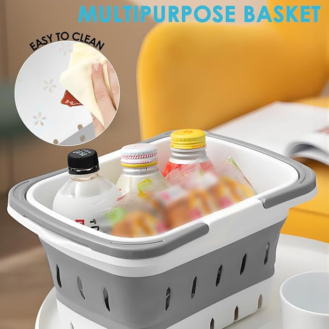 Fammart Portable Shower Caddy Tote – Collapsible Plastic Basket with Handles, Foldable Storage Organizer for Bathroom, Kitchen, College Dorm, Gym, Travel & Camping, Gray - Image 7
