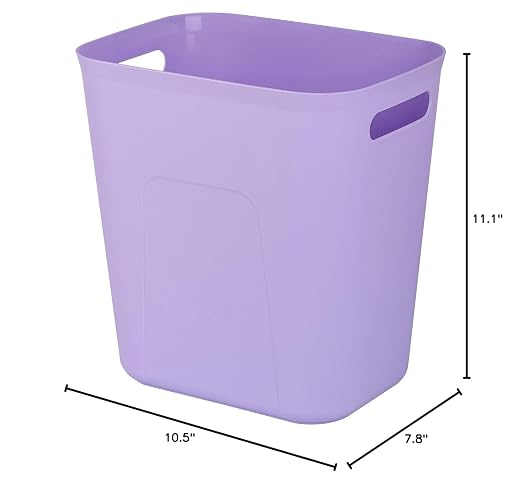 UUJOLY Plastic Small Trash Can Wastebasket, Garbage Container Basket for Bathrooms, Laundry Room, Kitchens, Offices, Kids Rooms, Dorms, 3.5 Gallon, Purple - Image 5