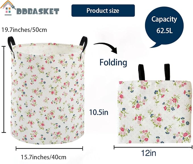 Kids Laundry Basket Flower Hamper for Nursery Animal Hamper Cute Kids Storage Bin Room Decor for Home(Flower) - Image 2