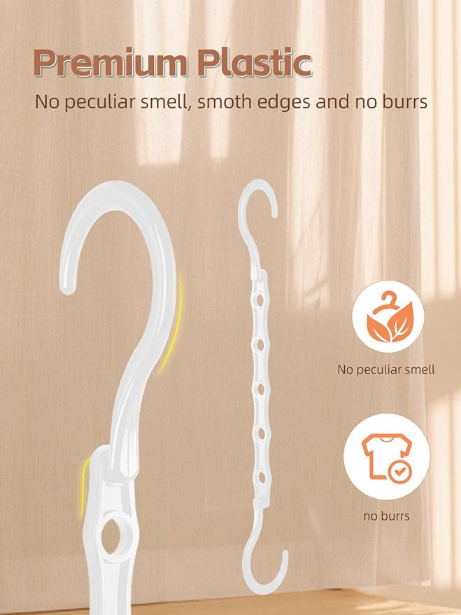 HOUSE DAY White Magic Space Saving Hangers, Premium Smart Hanger Hooks, Sturdy Cascading Hangers with 5 Holes for Heavy Clothes, Closet Organizers and Storage, College Dorm Room Essentials 10 Pack - Image 6