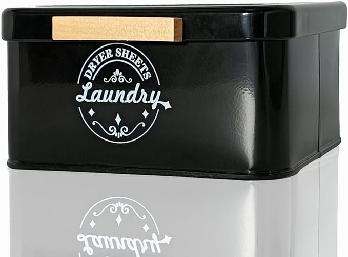 SACREDAY Dryer Sheet Holder Container for Laundry Room Organization, Farmhouse Laundry Organization and Storage, Metal Dryer Sheet Dispenser for Laundry Room Decor (Black) by EasierLaundrySimplerLife