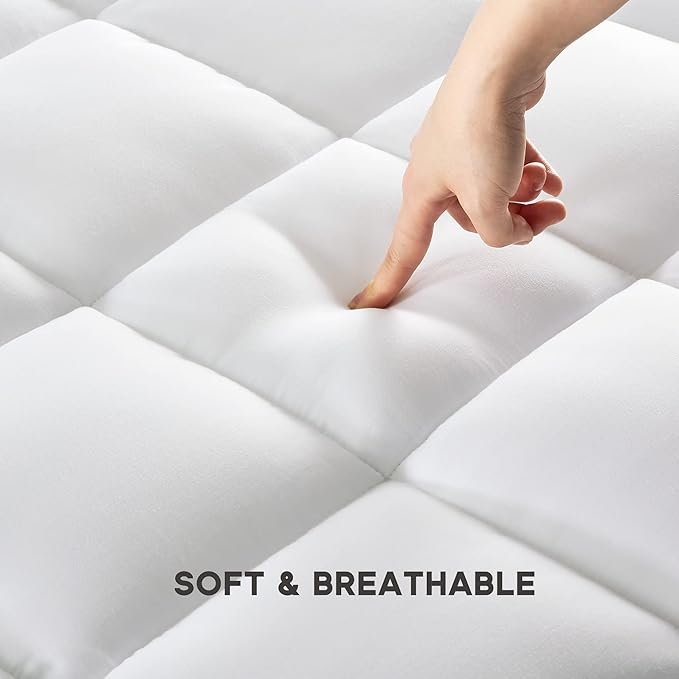 Sonive Twin XL Mattress Protector, Mattress Topper up to 21 Inches Deep Pocket, Soft Mattress Pad Microfiber Fitted Mattress Breathable Mattress Cover Machine Washable White