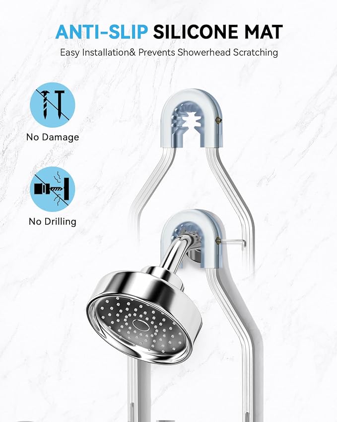 Adjustable Shower Caddy Hanging - Never Rust Shower Organizer Hanging, Aluminum Shower Racks for Inside Shower - Bathroom Organizers and Storage with 2 Soap Holders and 2 Removable Hooks, Silver - Image 6