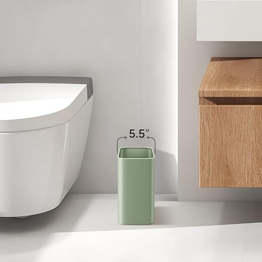 TIPGO Small Metal Trash Can, 2.1 Gallon Slim Trash Can for Bathroom, Wastebasket Garbage Bin for Bedroom, Office, Kitchen, Under Sink (Green) - Image 3