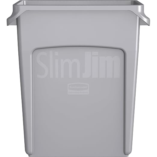 Rubbermaid Commercial Products Slim Jim Trash/Garbage Can with Venting Channels, 16-Gallon, Gray, for Kitchen/Office/Workspace, Pack of 4 - Image 5
