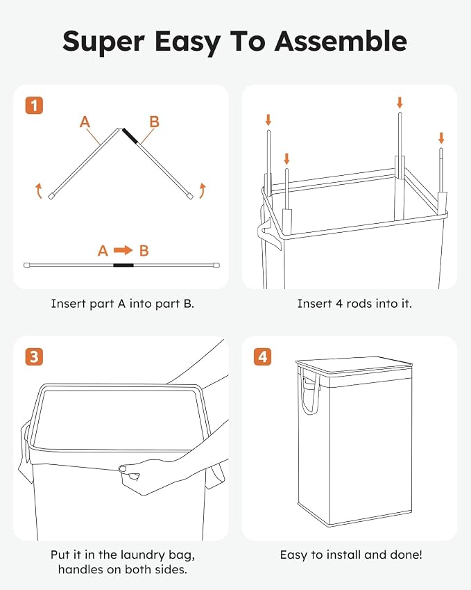 SOLEDI Laundry Hamper with Lid 90L Large & Tall Collapsible Laundry Basket, Clothes Hamper with Bag Removable Easy to Carry, Dirty Hampers for Bedroom, Bathroom, Dorm, College, Dark Grey - Image 6
